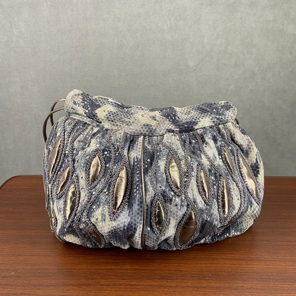 Rita Diana For Mylinka Clutch Women's Gray Tie Dye Embellished Shoulder Bag